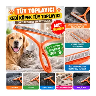 Kedi Köpek Tüy Toplayıcı Çift Taraflı Pamuk Tiftiği ve Tüy Toplama Aleti (adet fiyatıdır)