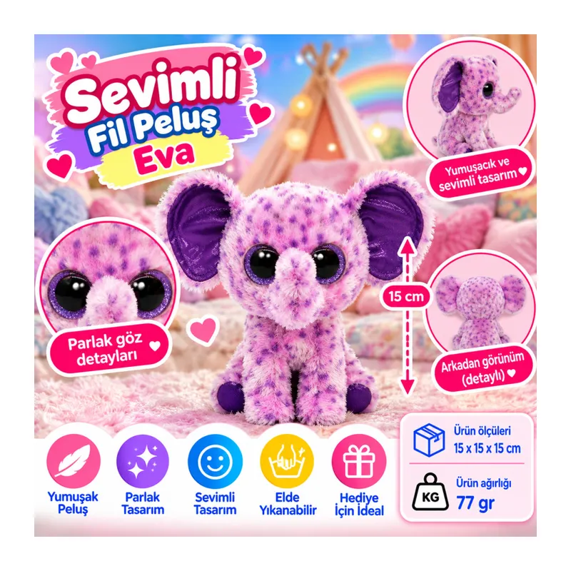 Peluş Fil Eva 15 cm