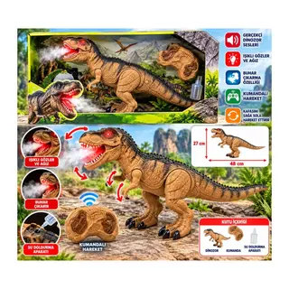 Sesi Işıklı Kumandalı Buharlı Dinozor T-Rex