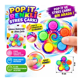 Pop İt Renkli Stres Çarkı