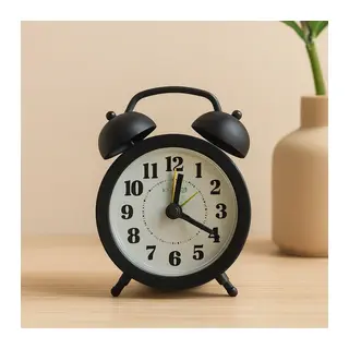 Klasik Kulaklı Masa Çalar Saat (Pilli, Sessiz Akrep, 8.5 cm)