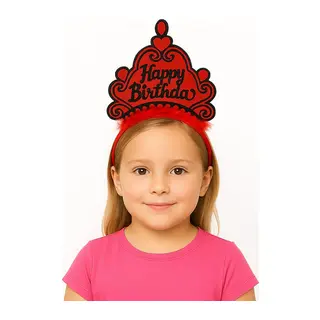 Kırmızı Happy Birthday Prenses Tacı? Doğum Günü Taç Aksesuarı