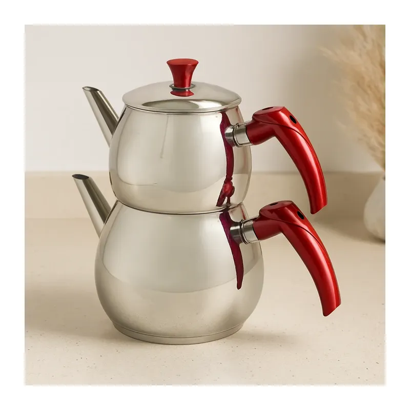 Büyük Aile Çelik Çaydanlık Seti (Üst 1.2L / Alt 2L)