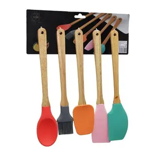 Bambu Saplı Silikon Kaşık Seti 5'li