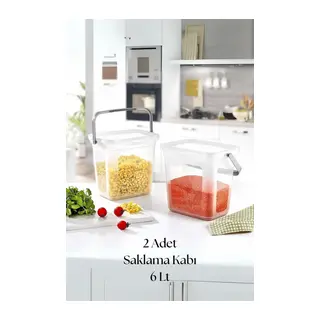 2?li Multibox Erzak Saklama Kabı & Saklama Kutusu 6 Lt Şeffaf