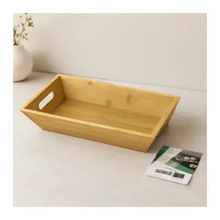 Bambu Dikdörtgen Sunum Tepsisi 16x30x4.5 cm (Çift Kulplu)
