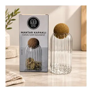 Mantar Kapaklı Küçük Çizgili Kavanoz