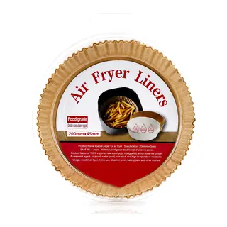 Air fryer için yuvarlak kağıt pişirme kalıbı (20 cm taban, 4.5 cm kenar) 50'li