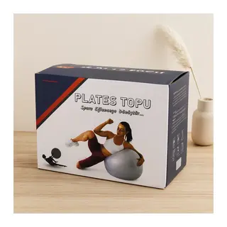 Pilates Topu 60 cm - Renkli Çizgili Plastik