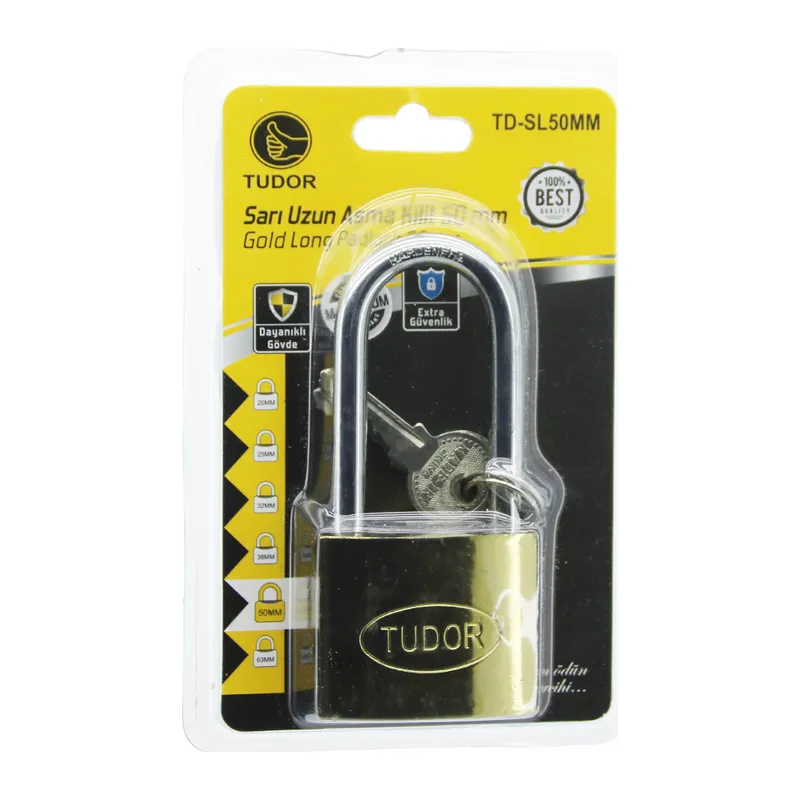 Uzun kancalı 50mm vakumlu asma kilit sarı