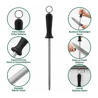 Bıçak Bileme Taşı 30 cm Metal Askılı