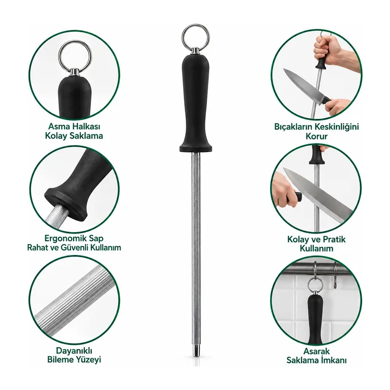 Bıçak Bileme Taşı 30 cm Metal Askılı