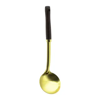 Metal Servis Kepçe Ahşap Saplı 35cm Altın