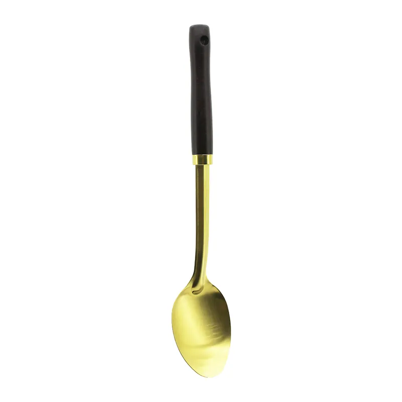 Ahşap Saplı Metal Servis Kaşığı Altın Renk