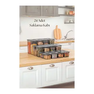 24'lü 3 Boy Kavanoz Seti & Saklama Kabı & Erzak Kabı 8x650/1300/1900 Ml (40 Lı Etiket Hediyeli)