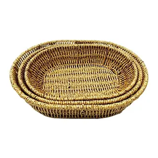 3'li Oval Hasır Sepet