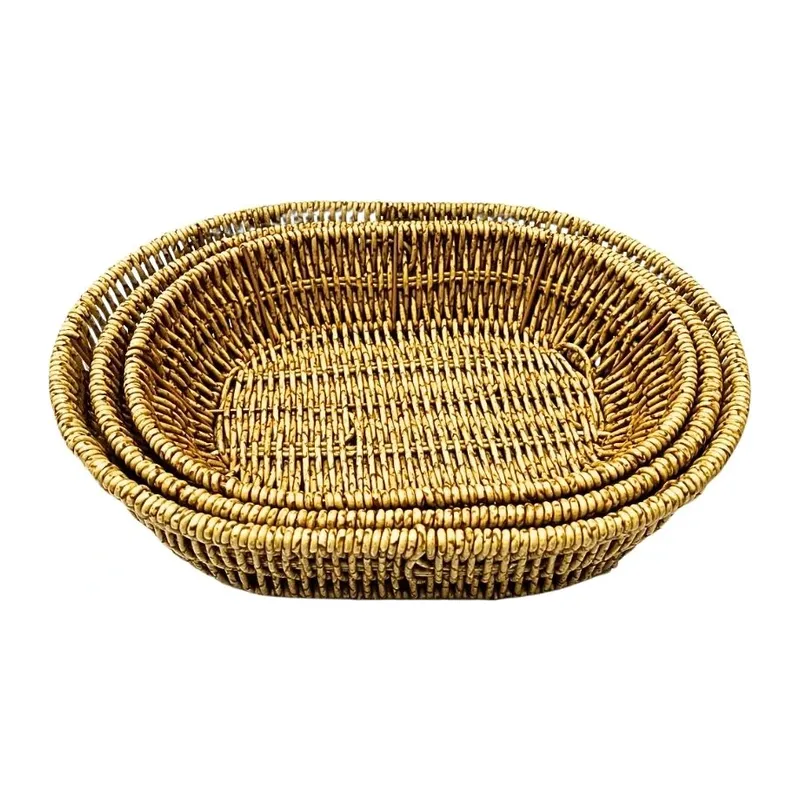 3'li Oval Hasır Sepet