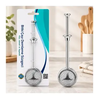 Saplı Paslanmaz Çelik Bitki Çay Demleme Süzgeç (Çap 5 cm)