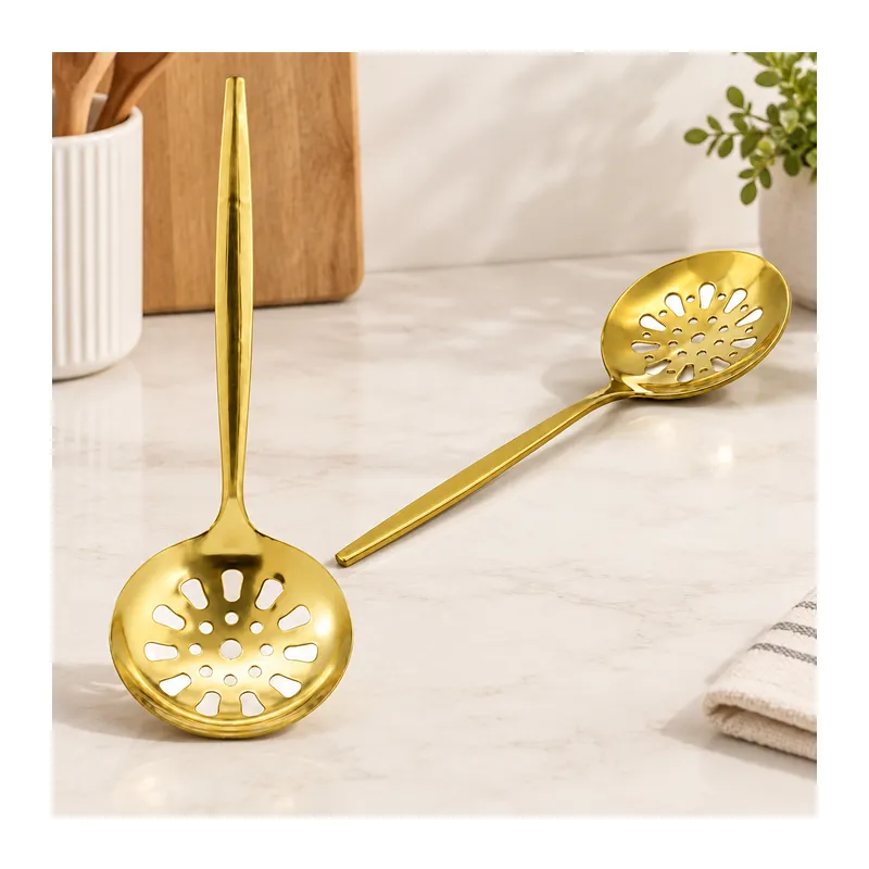 Metal Altın Servis Kevgir 27 cm