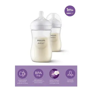 Doğal Tepkili Natural Response PP 2'Li Biberon Seti 260 ml 1+ Ay