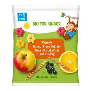 Organik Havuç Frenk Üzümü Elma Portakal Sulu Tahıl Patlağı 30 Gr