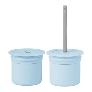 Pipetli Silikon Bardak Seti Mineral Blue / Powder Grey