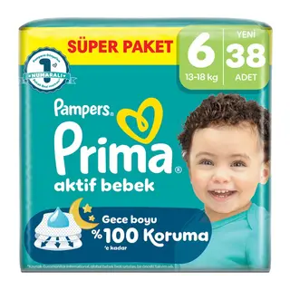 Aktif Bebek Süper Paket Bebek Bezi 6 Beden 38 Adet