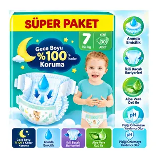 Aktif Bebek Süper Paket Bebek Bezi 7 Beden 30 Adet