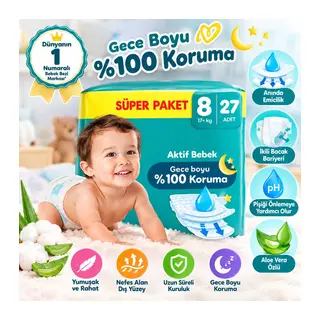 Aktif Bebek Süper Paket Bebek Bezi 8 Beden 27 Adet