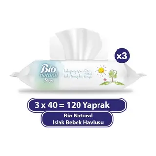Bio Natural Islak Havlu Mendil 3x40 120 Yaprak