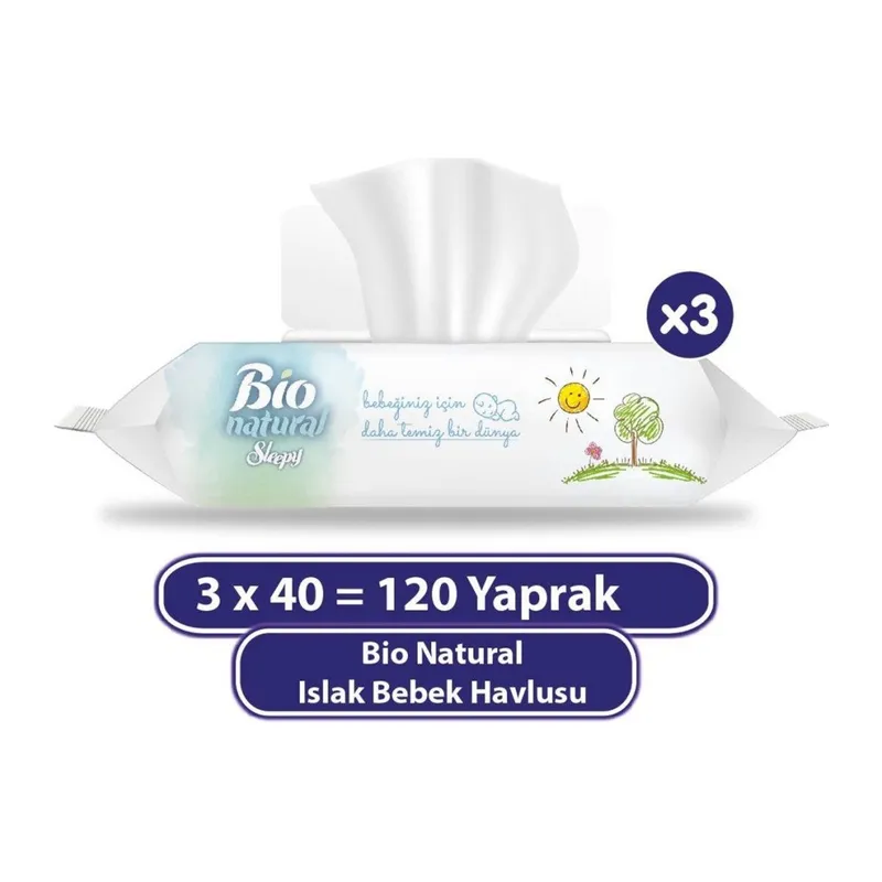 Bio Natural Islak Havlu Mendil 3x40 120 Yaprak