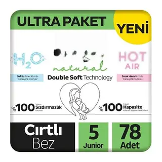 Natural Double Soft Bebek Bezi Ultra Paket 5 Beden 78 Adet