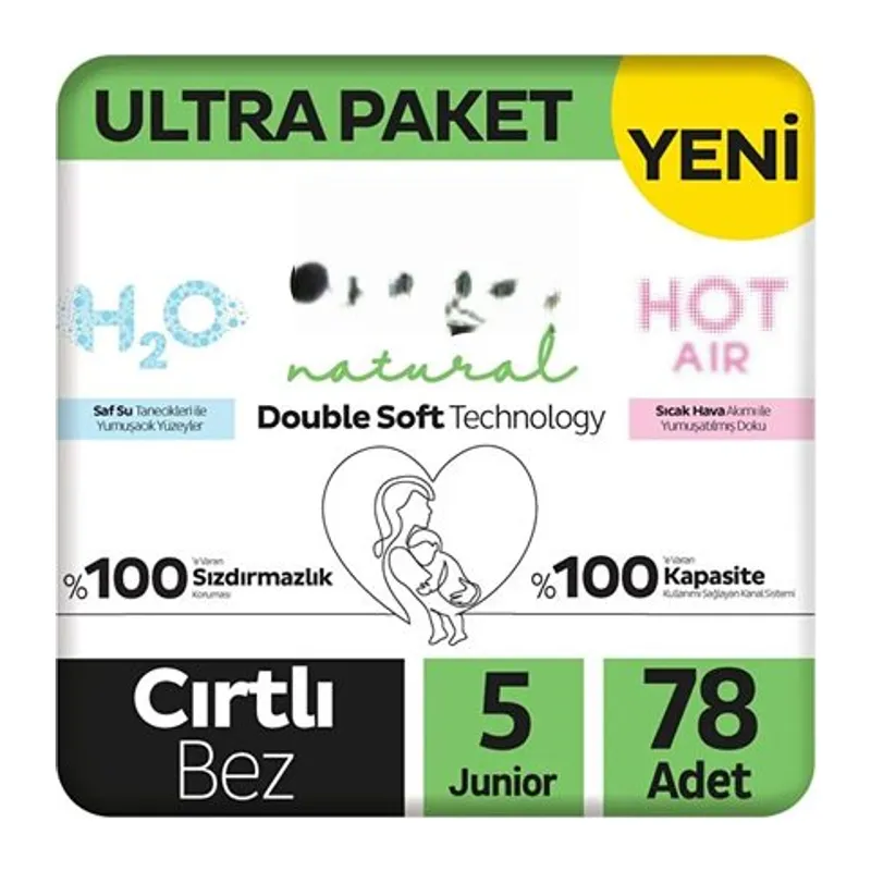 Natural Double Soft Bebek Bezi Ultra Paket 5 Beden 78 Adet