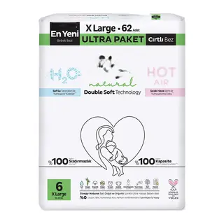 Natural Double Soft Bebek Bezi Ultra Paket 6 Beden 62 Adet