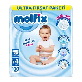 Bebek Bezi Ultra Fırsat Paketi 4 Beden 7-14 Kg 100 Adet