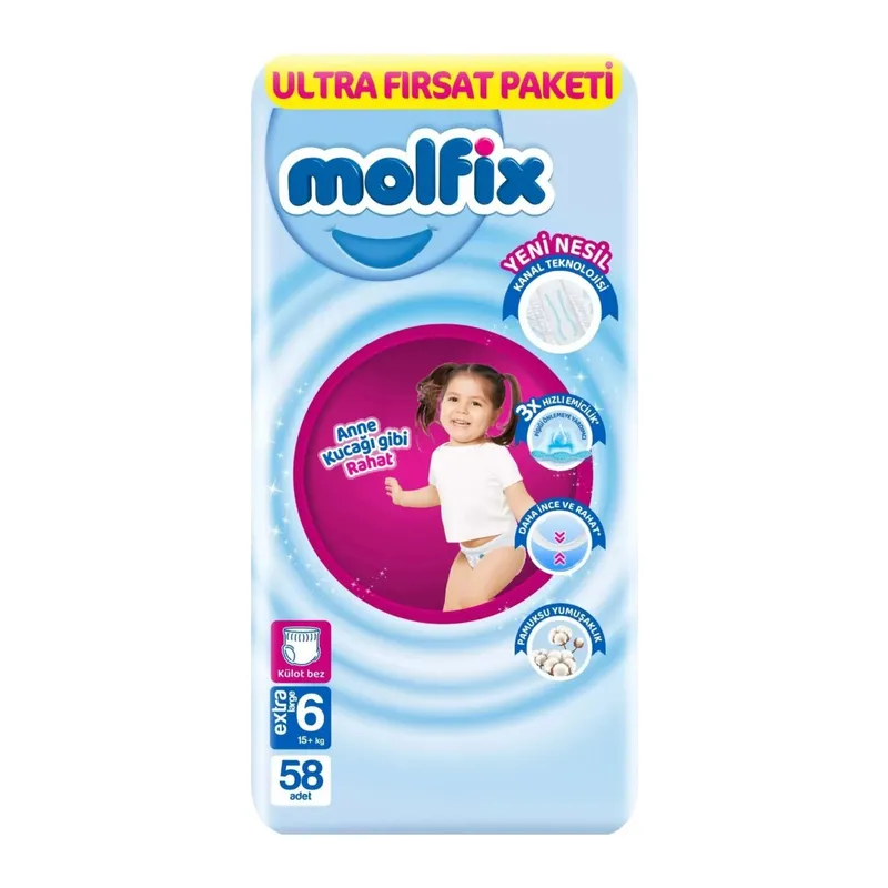 Külot Bez Ultra Fırsat Paketi 6 Beden 15+ Kg 58 Adet
