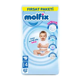 Bebek Bezi Fırsat Paketi 4 Beden 7-14 Kg 62 Adet