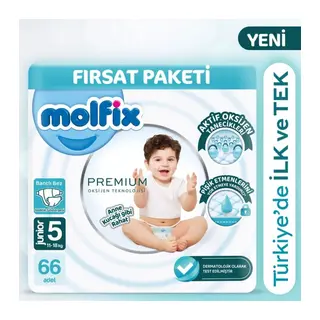 Premium Bebek Bezi Ultra Fırsat Paketi 5 Beden 11-18 Kg 66 Adet