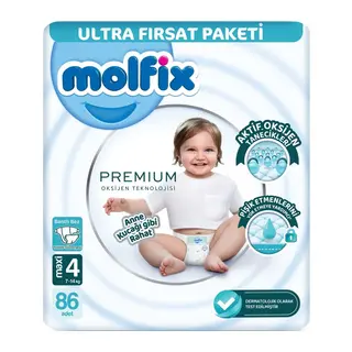 Premium Bebek Bezi Ultra Fırsat Paketi 4 Beden 7-14 Kg 86 Adet