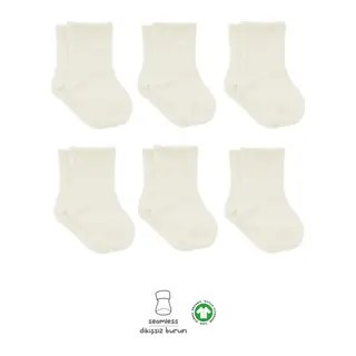 6'Lı Basic Penye Soket Çorap 10101 Ekru