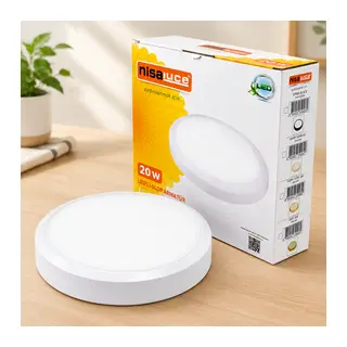 20W LED Sıva Üstü Yuvarlak Armatür 6500K 1800lm Beyaz Metal