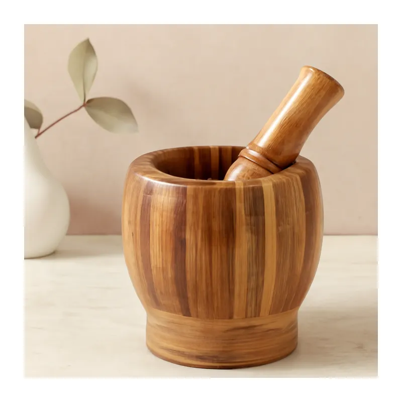 Ahşap Bambu Havan (Sarımsak Dövecek) 8 cm