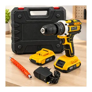 Şarjlı Matkap Seti 1850 RPM 18W Çantalı Yedek Bataryalı (Sarı)