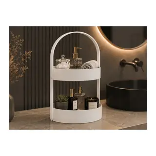 3D Baskı İki Katlı Banyo Düzenleyici - Taşınabilir Organizer ve Saklama Standı-Beyaz