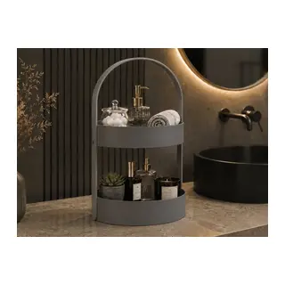 3D Baskı İki Katlı Banyo Düzenleyici - Taşınabilir Organizer ve Saklama Standı-Gri