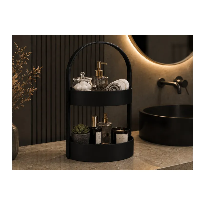 3D Baskı İki Katlı Banyo Düzenleyici - Taşınabilir Organizer ve Saklama Standı-Siyah