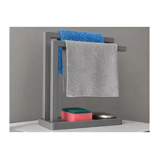 3D Baskı Havluluk ve Sabunluk Organizer - Lavabo Üstü Çok Amaçlı Düzenleyici-Gri