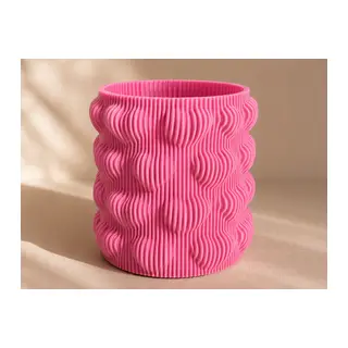 3D Baskı Kalpli Dekoratif Vazo - Modern Çiçeklik ve Masaüstü Süsü-Pembe