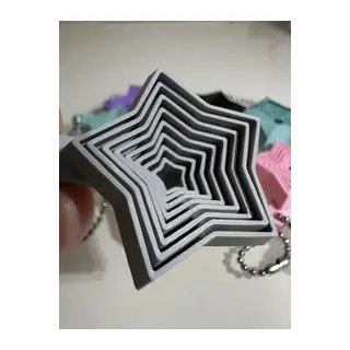 3D Baskı Yıldız Fidget Anahtarlık - Hareketli Stres Oyuncağı ve Çanta Aksesuarı-Gri