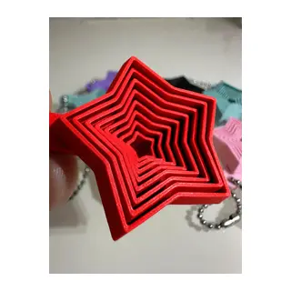 3D Baskı Yıldız Fidget Anahtarlık - Hareketli Stres Oyuncağı ve Çanta Aksesuarı-Kırmızı